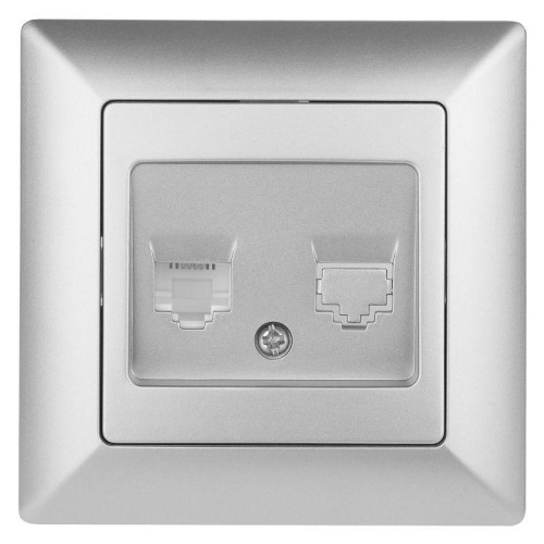 Розетка телефонная СП Solo 4-302-03 RJ11 алюм. Intro Б0043377