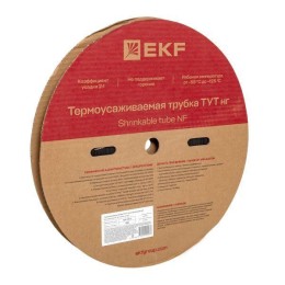 Трубка термоусадочная ТУТ нг 12/6 черн. (уп.100м) EKF tut-12-b