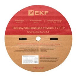 Трубка термоусадочная ТУТ нг 12/6 черн. (уп.100м) EKF tut-12-b