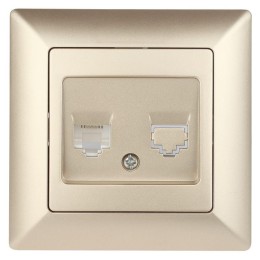 Розетка телефонная СП Solo 4-302-04 RJ11 шампань Intro Б0043378