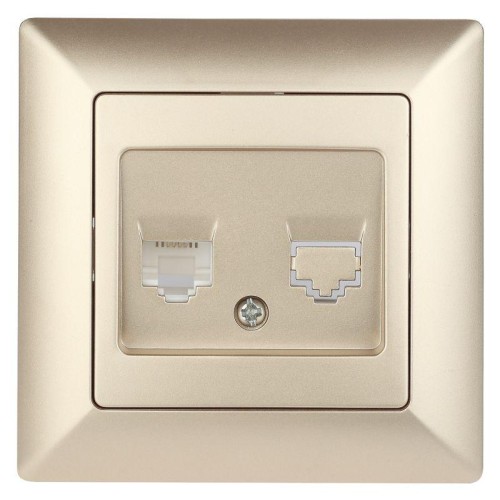 Розетка телефонная СП Solo 4-302-04 RJ11 шампань Intro Б0043378