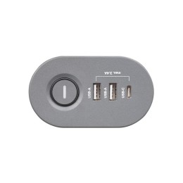 Удлинитель 3х1.5м на струбцине с заземл. с выкл. 3 USB выхода (2А+1С) IP20 ПВС 3х1 ETD-03U-150-gy (3