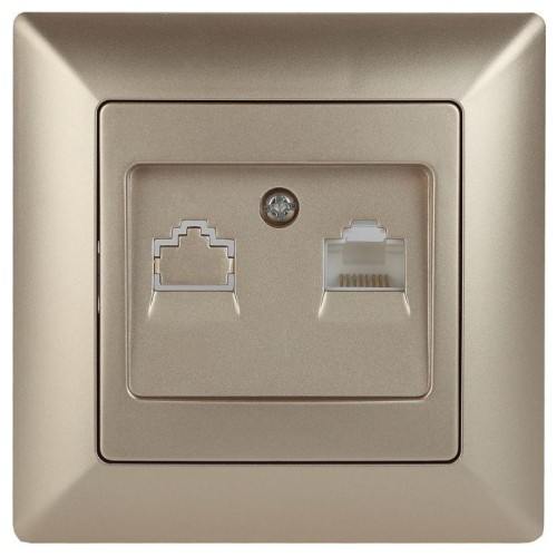 Розетка компьютерная СП Solo 4-303-04 RJ45 шампань Intro Б0043385