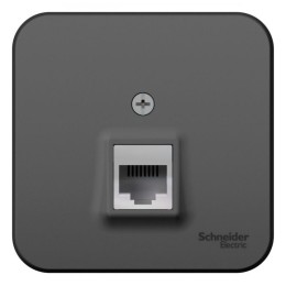 Розетка телефонная 1-м ОП Blanca RJ11 с изолир. пластиной антрацит SE BLNIA011006