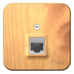 Розетка телефонная 1-м ОП Blanca RJ11 с изолир. пластиной ясень SE BLNIA011005
