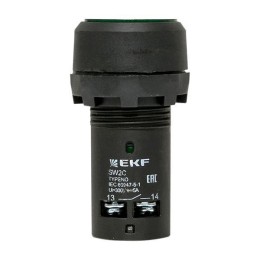 Кнопка SW2C-10D с подсветкой зел. NO 24В EKF sw2c-md-g-24