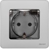 Розетка 1-м СП Inspiria 16А IP44 250В 2P+E защ. шторки с крышкой немецк. стандарт механизм алюм. Leg