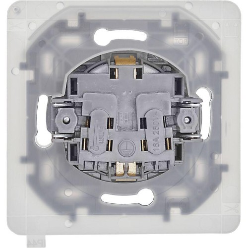 Розетка 1-м СП Inspiria 16А IP44 250В 2P+E защ. шторки с крышкой немецк. стандарт механизм алюм. Leg