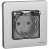 Розетка 1-м СП Inspiria 16А IP44 250В 2P+E защ. шторки с крышкой немецк. стандарт механизм алюм. Leg