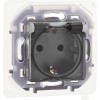 Розетка 1-м СП Inspiria 16А IP44 250В 2P+E защ. шторки с крышкой немецк. стандарт механизм алюм. Leg