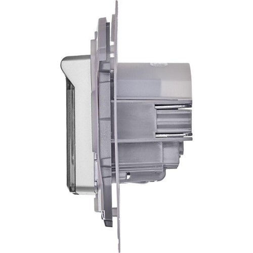 Розетка 1-м СП Inspiria 16А IP44 250В 2P+E защ. шторки с крышкой немецк. стандарт механизм алюм. Leg