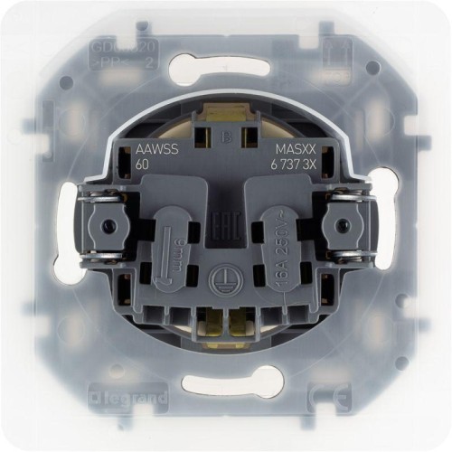 Розетка 1-м СП Inspiria 16А IP44 250В 2P+E защ. шторки с крышкой немецк. стандарт механизм сл. кость