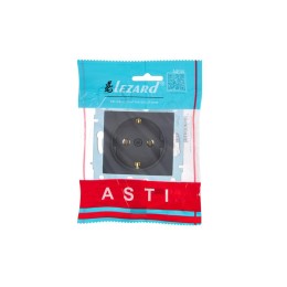 Розетка 1-м СП ASTI 16А IP20 с заземл. термопласт механизм черн. бархат. LEZARD 7081-4288-122B