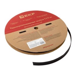 Трубка термоусадочная ТУТ нг 16/8 черн. (уп.100м) EKF tut-16-b