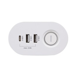 Удлинитель 3х1.5м на струбцине с заземл. с выкл. 3 USB выхода (2А+1С) IP20 ПВС 3х1 ETD-03U-150-wh (3