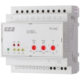 Переключатель фаз PF-452 (два выхода для питания нагрузки; с регулируемыми верхними (230-260) и нижн