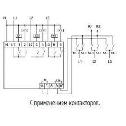 Переключатель фаз PF-452 (два выхода для питания нагрузки; с регулируемыми верхними (230-260) и нижн