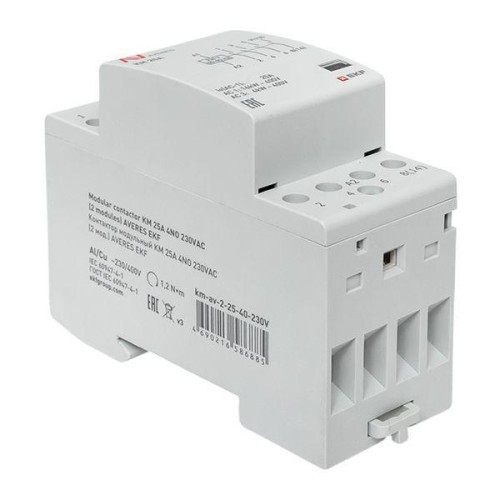 Контактор модульный КМ 25А 4NO 230В AC (2 мод.) AVERES EKF km-av-2-25-40-230V