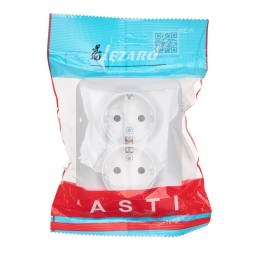 Розетка 2-м СП ASTI 16А IP20 без заземл. термопласт бел. LEZARD 7081-0200-128B