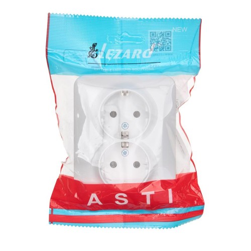 Розетка 2-м СП ASTI 16А IP20 без заземл. термопласт бел. LEZARD 7081-0200-128B