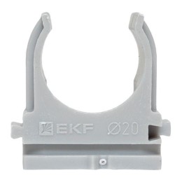 Держатель для труб (клипса) для ручного монтажа d20мм сер. Plast (уп.100шт) EKF derj-z-20sn