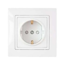 Розетка 1-м СП 16А IP20 с заземл. защ. шторки бел. Bylectrica РС16-341