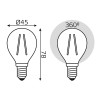 Лампа светодиодная филаментная Black Filament 11Вт P45 шар 4100К нейтр. бел. E14 830лм GAUSS 1058012