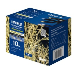 Гирлянда светодиодная ULD-S1000-120-TBK WARMWHITE-WHITE IP67 10м 120LED тепл. бел./бел. эффект мерца