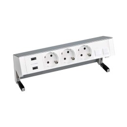 Блок розеточный настольный Simon 400 3х2P+E 2хUSB зарядное устройство адаптер для 2хRJ45 моноблок ал
