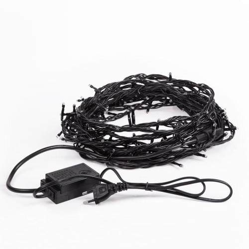 Гирлянда светодиодная управляемая"Нить" 10м 100LED бел. 10Вт 220-240В IP65 8 режимов провод ПВХ черн