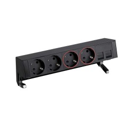 Блок розеточный настольный Simon 400 2х2P+E 2х2P+E UPS адаптер для 2хRJ45 моноблок черн. Simon 42502