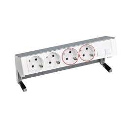 Блок розеточный настольный Simon 400 2х2P+E 2х2P+E UPS адаптер для 2хRJ45 моноблок алюм. Simon 42502