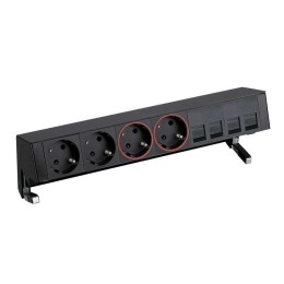 Блок розеточный настольный Simon 400 2х2P+E 2х2P+E UPS адаптер для 4хRJ45 моноблок черн. Simon 42602