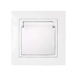 Розетка 1-м СП 16А IP44 с заземл. с крышкой бел. Bylectrica РС16-356