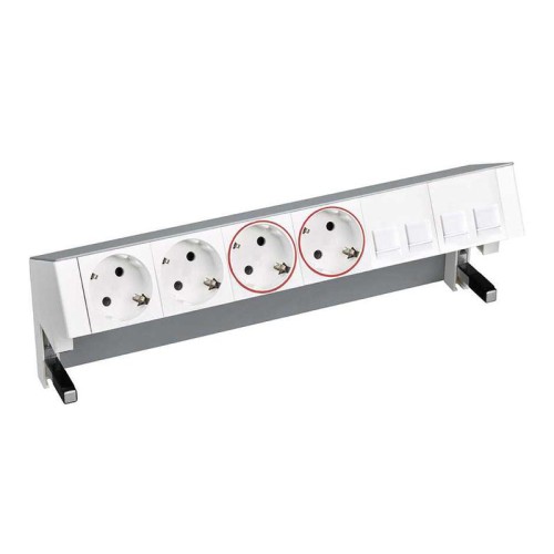 Блок розеточный настольный Simon 400 2х2P+E 2х2P+E UPS адаптер для 4хRJ45 моноблок алюм. Simon 42602