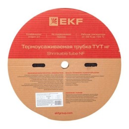 Трубка термоусадочная ТУТ нг 20/10 черн. (уп.100м) EKF tut-20-b