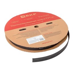 Трубка термоусадочная ТУТ нг 20/10 черн. (уп.100м) EKF tut-20-b