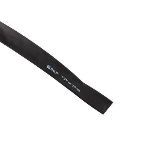 Трубка термоусадочная ТУТ нг 20/10 черн. (уп.100м) EKF tut-20-b