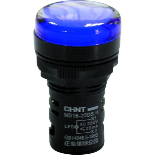 Индикатор ND16-22DS/4C компактный встроен. конденсатор IP65 AC 230В (R) син. CHINT 828164