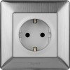Розетка 1-м СП Valena Life 16А IP20 250В 2P+E безвинтов. клеммы с лицев. панелью механизм алюм. Leg