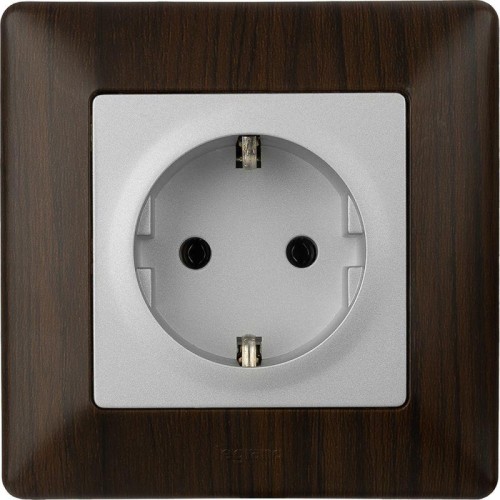 Розетка 1-м СП Valena Life 16А IP20 250В 2P+E безвинтов. клеммы с лицев. панелью механизм алюм. Leg