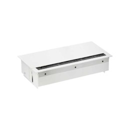 Блок розеточный врезной с крышкой ввод щетка 3х2P+E 2хUSB зарядное уст. 2 пустых мод. бел. Simon 400