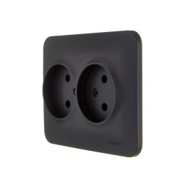 Розетка 2-м СП ASTI 16А IP20 без заземл. термопласт черн. бархат LEZARD 7081-4200-128B