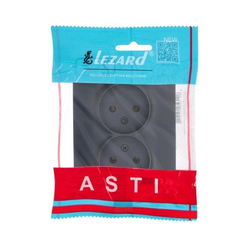 Розетка 2-м СП ASTI 16А IP20 без заземл. термопласт черн. бархат LEZARD 7081-4200-128B
