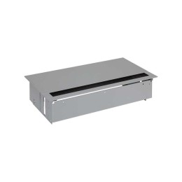 Блок розеточный врезной с крышкой ввод щетка 3х2P+E 2хUSB зарядное уст. 2 пустых мод. алюм. Simon 40
