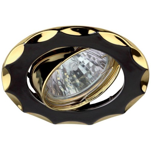 Светильник точечный KL12A GU/G 50Вт MR16 12В литой поворотн. "Звезда" черн. метал./зол. ЭРА C0043689