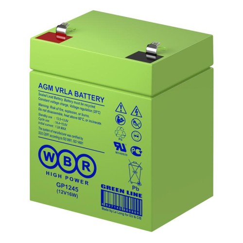 Аккумулятор 12В 4А.ч WBR GP1245 (12V16W) WBR