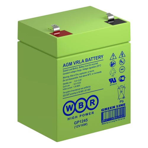 Аккумулятор 12В 4А.ч WBR GP1245 (12V16W) WBR