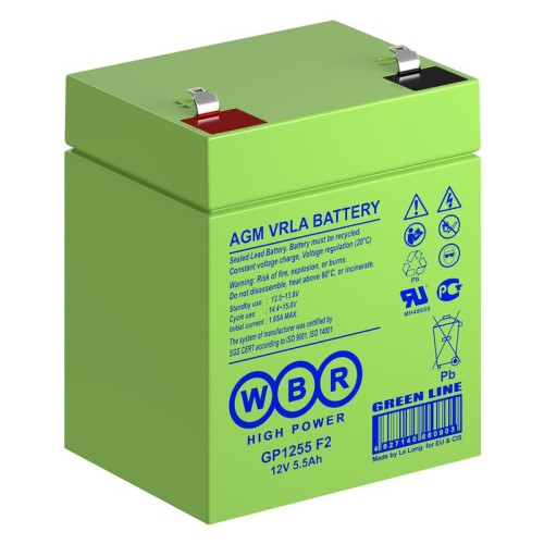Аккумулятор 12В 5.5А.ч WBR GP1255 F2 WBR