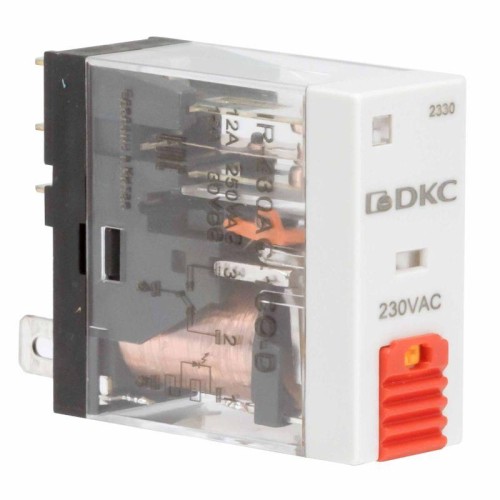 Реле одиночное 230В AC 1 перекидн. контакт тестовая кнопка DKC IR-230AC-1CO-D